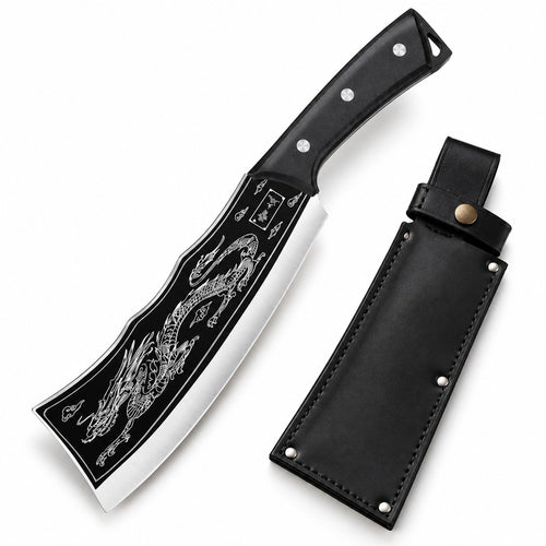 Cuchillo japonés Dragón con funda de cuero